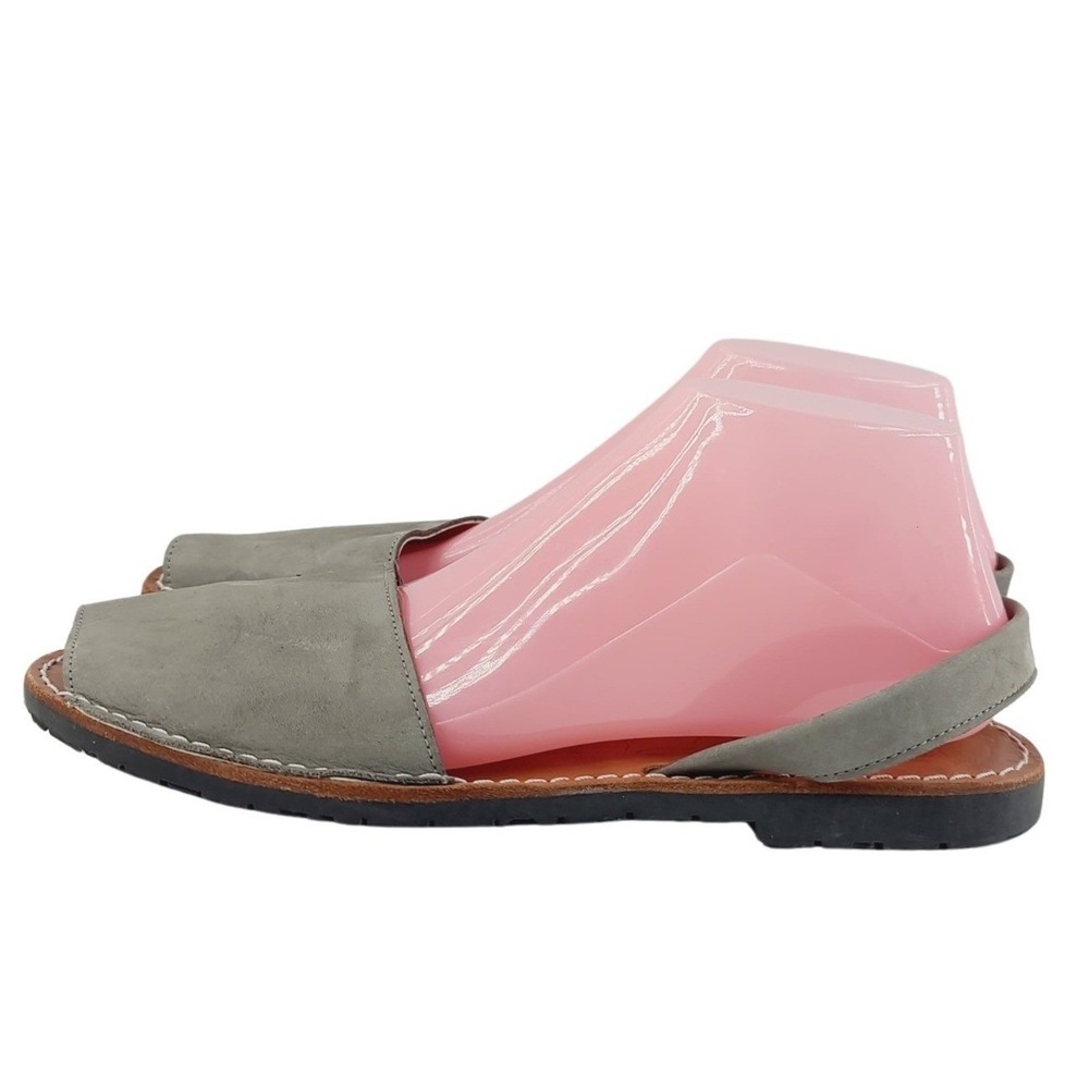 Avarcas, Solid Slingback Strap Leather, Suede, Rubber Sandals, Women Size 11Grey